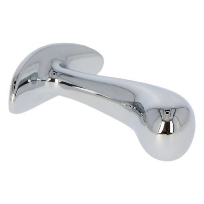 Plug anal stimularea prostatei, Toyz4Lovers, metal argintiu, cu cristal decorativ rosu, [7.9cm x 2.1cm]
