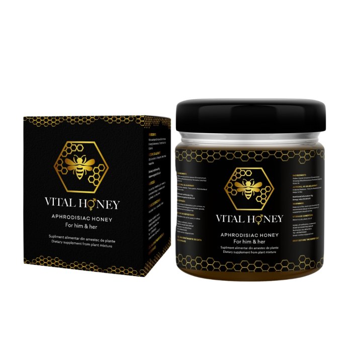 Miere Afrodisiaca Vital Honey – Borcan 240g – Energie, Potenta si Vitalitate Naturala - detaliu design