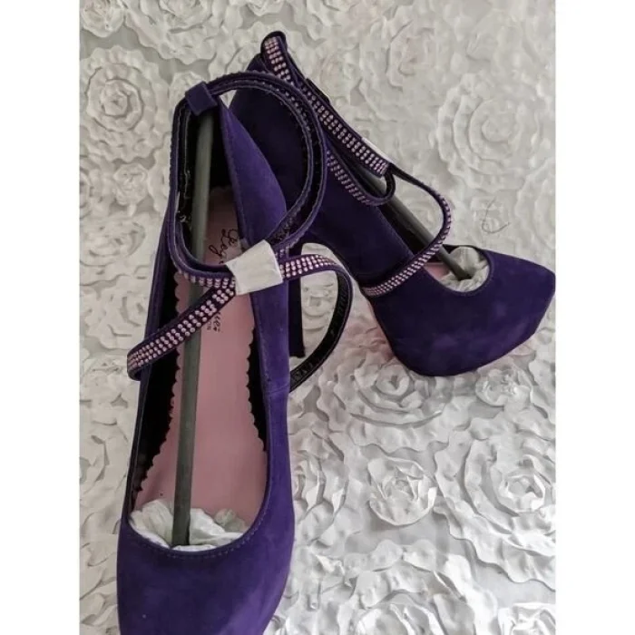 Pantofi cu toc Purple Sasha Velvet Pump Platform, Leg Avenue, marimea 38.5