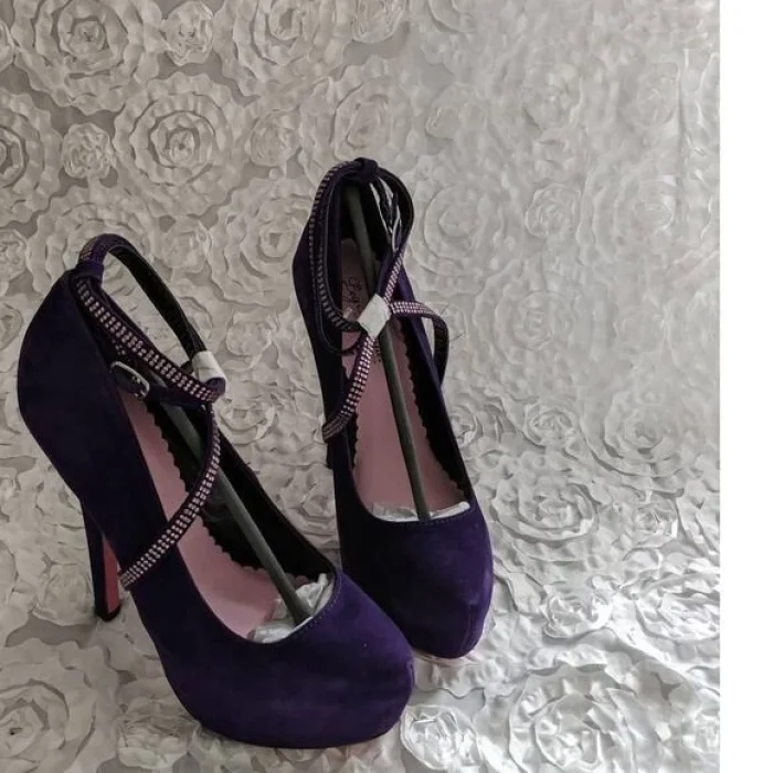 Pantofi cu toc Purple Sasha Velvet Pump Platform, Leg Avenue, marimea 38.5