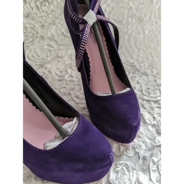 Pantofi cu toc Purple Sasha Velvet Pump Platform, Leg Avenue, marimea 38.5