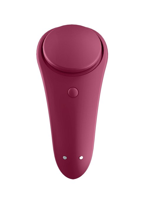 Butt plug din sticla Chrystalino Classy Blue, culcat, cu baza evazata vizibila din profil