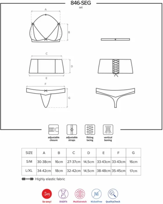 Set Lenjerie Intima Obsessive 846 - Negru