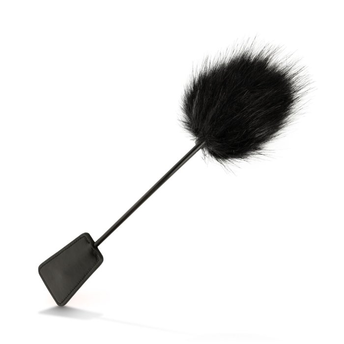 Fluffy Tickler si Bici Negru, Easytoys, Fetish Collection, dubla placere, piele, 39 cm
