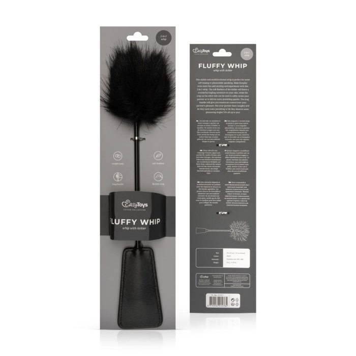 Fluffy Tickler si Bici Negru, Easytoys, Fetish Collection, dubla placere, piele, 39 cm