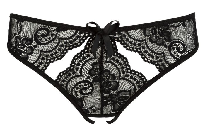Chiloti Femei Dantela Crotchless Briefs - Negru