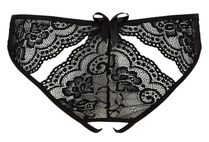 Chiloti Femei Dantela Crotchless Briefs - Negru