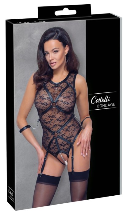 Body Dantela Cottelli Bondage - Negru - accesorii incluse