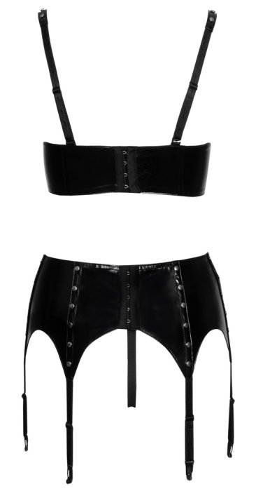 Set Lenjerie Intima Latex Look Black Level - Negru