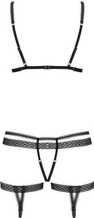 Set Lenjerie Intima Obsessive 855 Sensuelle Jarretel - Negru