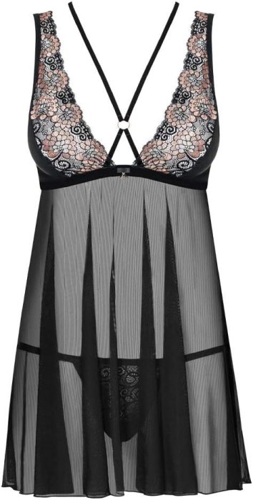 Set Babydoll si Bikini Obsessive Azul - Neagru