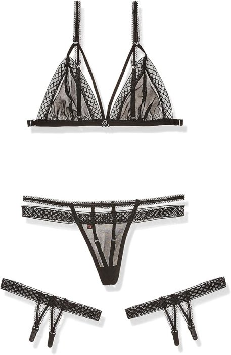 Set Lenjerie Intima Obsessive 855 Sensuelle Jarretel - Negru
