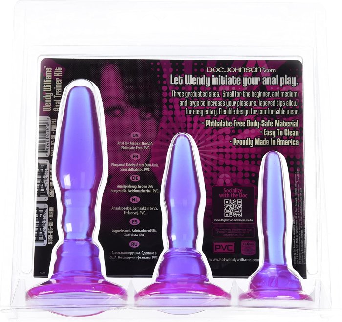 Doc Johnson - Wendy Williams Anal Trainer Kit - 3 Anal Plugs - Graduated Anal Training System - Purple