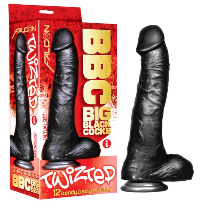 Dildo XXL, Icon Brands "Falcon Big Black Cock Twizted" 30,5 cm - Negru