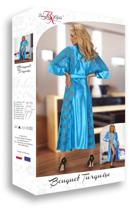Set Halat de Baie si Bikini  Bouquet Turquoise Beauty Night - Turcoaz