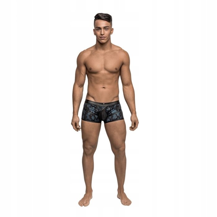 Pantaloni scurti,Male Power,Strappy Short, Blue/Black, detalii din piele