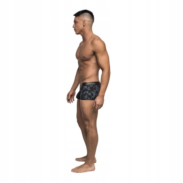 Pantaloni scurti,Male Power,Strappy Short, Blue/Black, detalii din piele