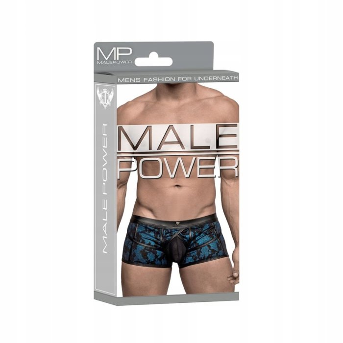 Pantaloni scurti,Male Power,Strappy Short, Blue/Black, detalii din piele