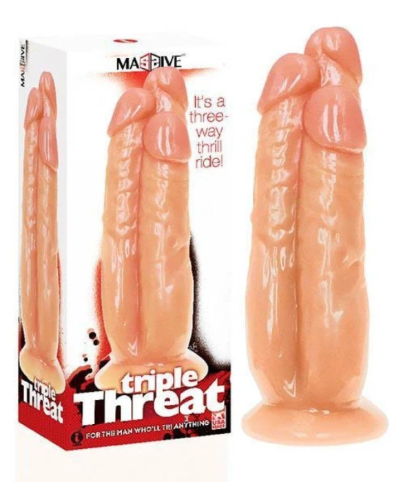 Dildo Iconbrands "Massive Triple Threat 3" 31 cm - Natural