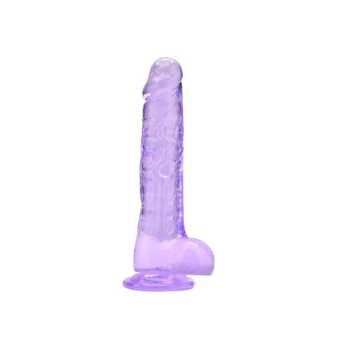 Dildo Loving Joy, cu testicule, Violet, 20 cm