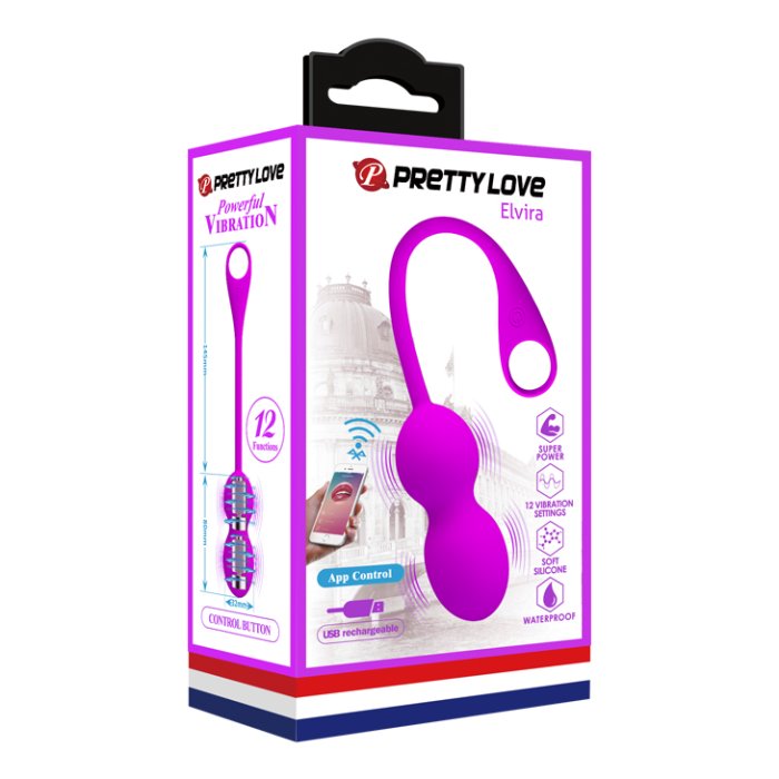 Bile Vaginale cu Telecomanda din Telefon, Elvira - Purple
