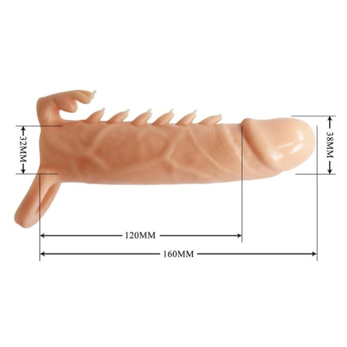 Prelungitor penis cu tepi, Extended Sleeve, Emmitt Flesh, 16 cm