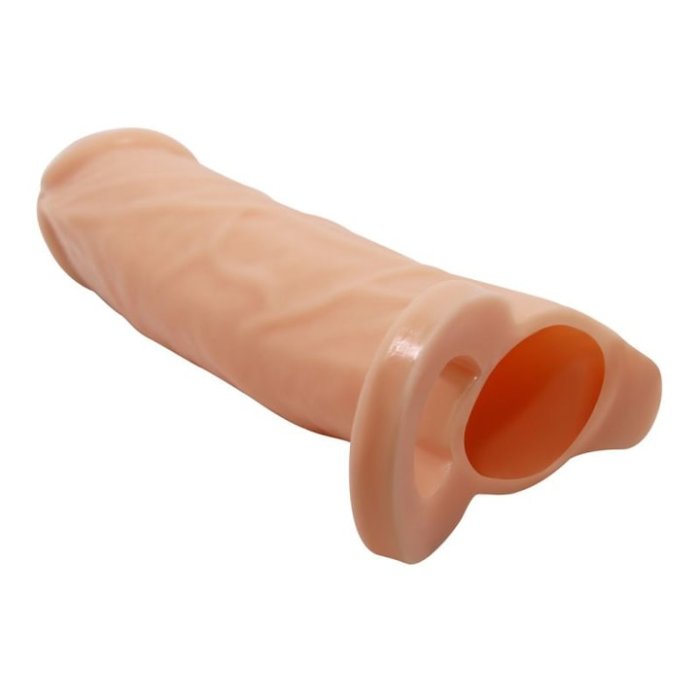 Prelungitor penis cu tepi, Extended Sleeve, Emmitt Flesh, 16 cm