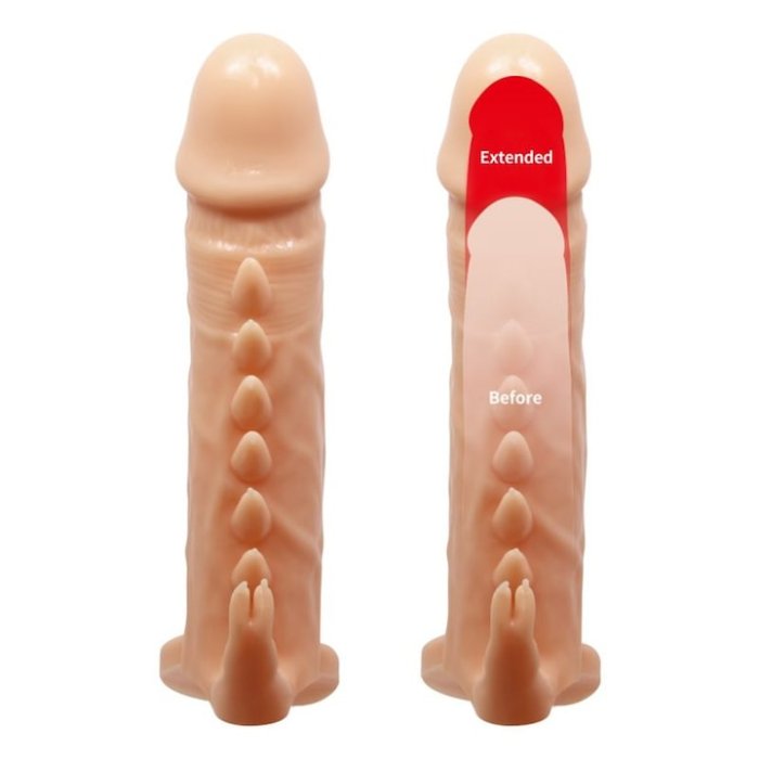 Prelungitor penis cu tepi, Extended Sleeve, Emmitt Flesh, 16 cm