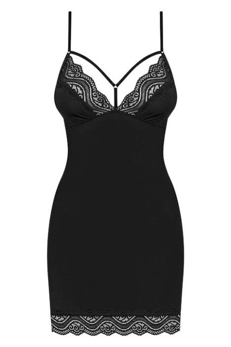 Set Camasa De Noapte Si Chilot Diyosa Obsessive - Negru - vedere laterala