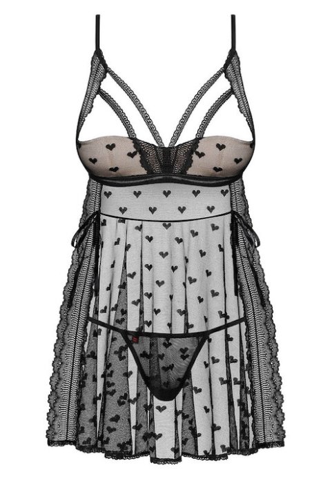 Set Babydoll si Bikini Obsessive Heartia - Negru