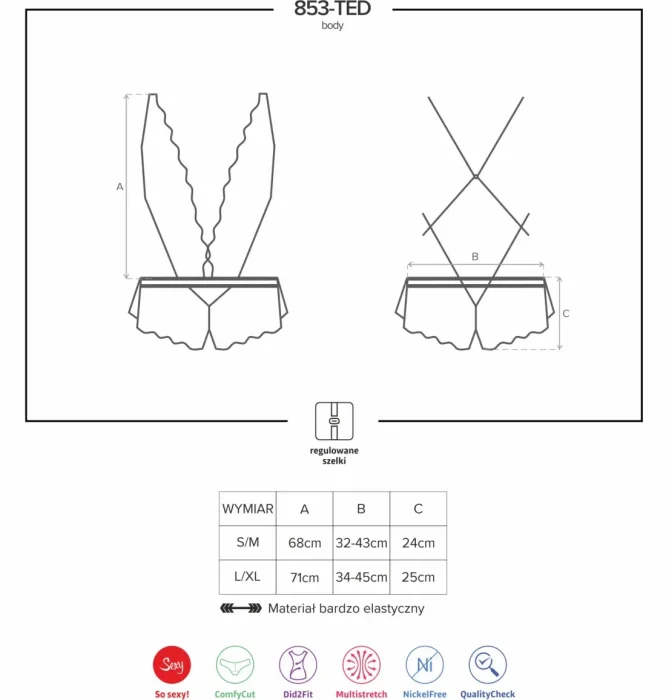 Body din dantelă albă cu pantaloni scurți Obsessive