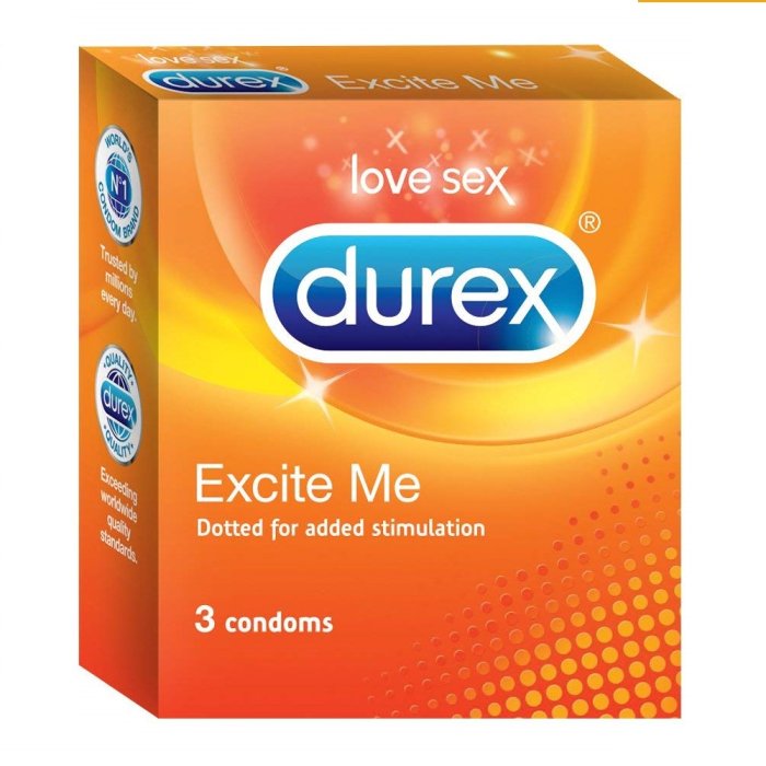 Prezervative Durex Excite Me (Sensation) 3 Buc. Originale - vedere frontala