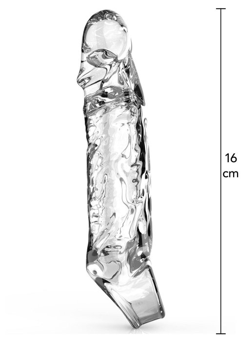 Prelungitor penis Extension Sleeve TPE Medium, Transparent, 16 cm - detaliu design