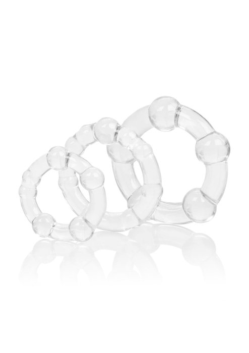 Set 3 inele penis, CalExotics, Island Rings, transparente