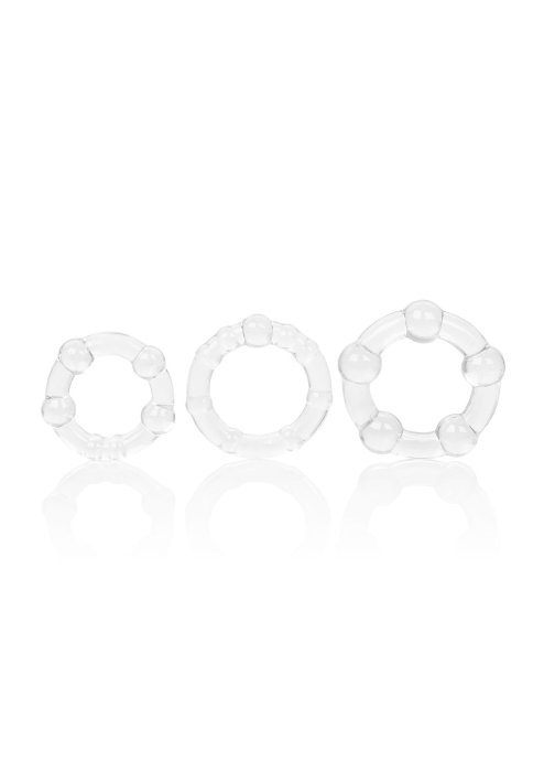 Set 3 inele penis, CalExotics, Island Rings, transparente