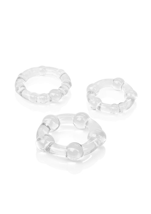 Set 3 inele penis, CalExotics, Island Rings, transparente