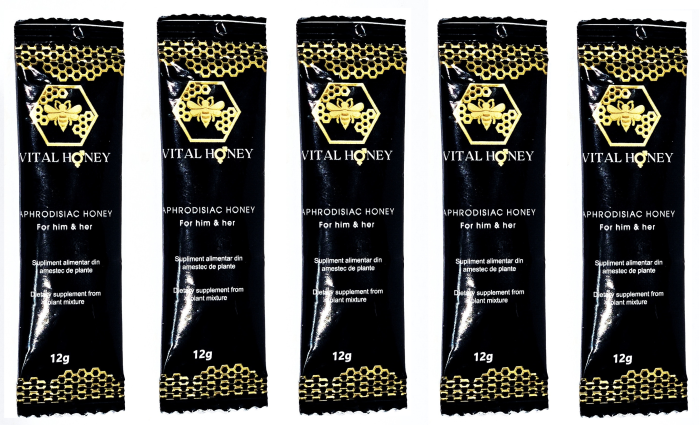 Pachet Miere Afrodisiaca Vital Honey – 5 Plicuri 12g – Energie, Potenta si Vitalitate Naturala