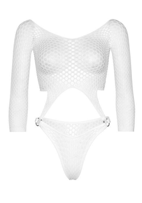Long Sleeve Bodysuit with Thong Leg Avenue - Alb