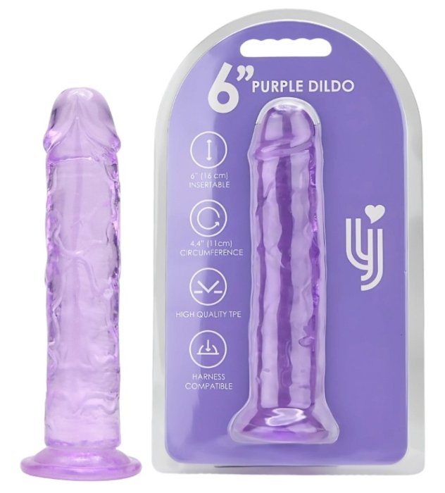 Dildo Loving Joy, cu ventuza, violet, 16 cm