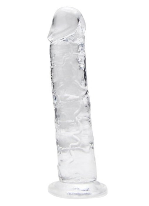 Dildo Loving Joy, cu ventuza, transparent, 16 cm