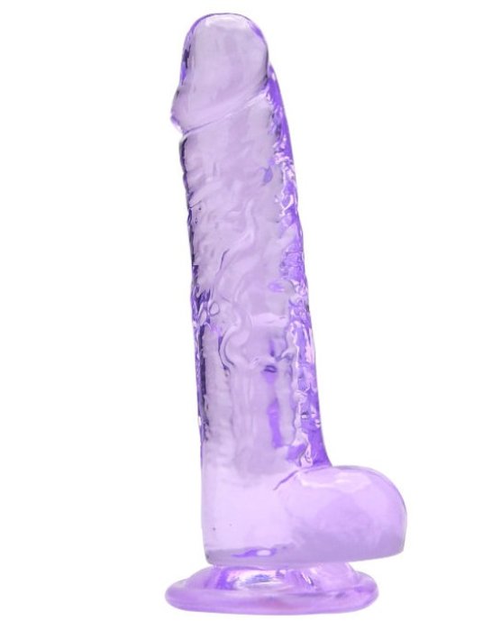 Dildo Loving Joy, cu testicule, Violet, 19 cm