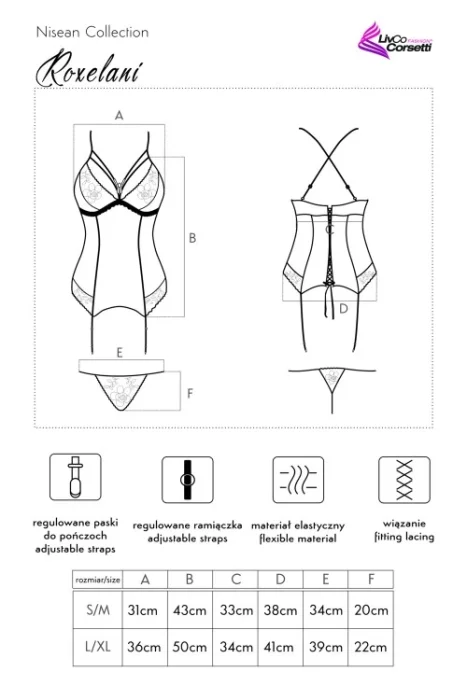 Set lenjerie sex corset sexy si chiloti, Livia Corsetti, Roxelani