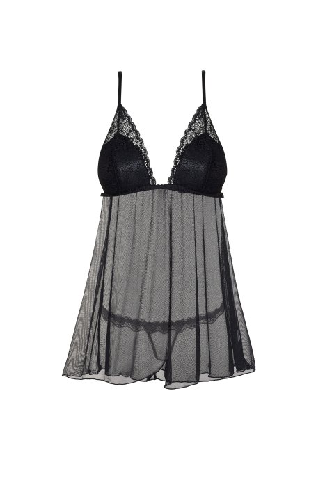 Babydoll  Beauty Night Lauren Chemise - Negru - vedere laterala
