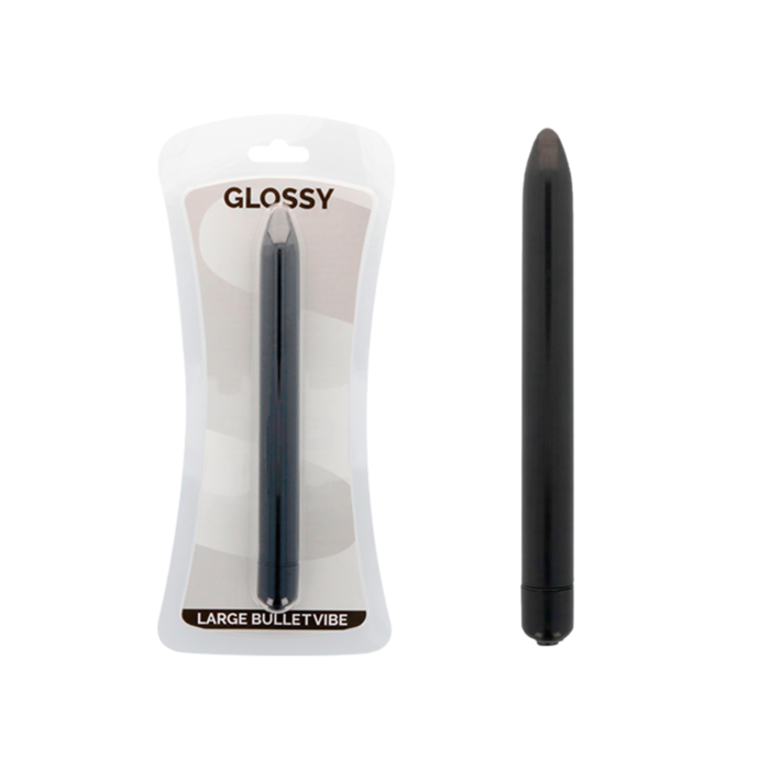 Vibrator Glossy Thin Vibe Deep Negru, 16,5 cm - vedere frontala