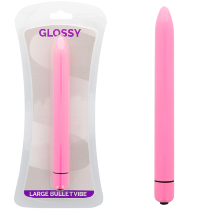 Vibrator Glossy Thin Vibe Deep Roze Lucios - vedere frontala