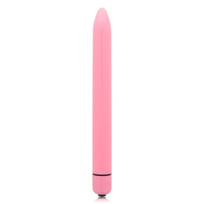 Vibrator Glossy Thin Vibe Deep Roz, 16,5 cm - detaliu design