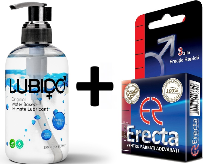 Pachet Lubrifiant Lubido 250ml + 1 Erecta Super Pastila - afrodisiac pentru Erectie Rapida