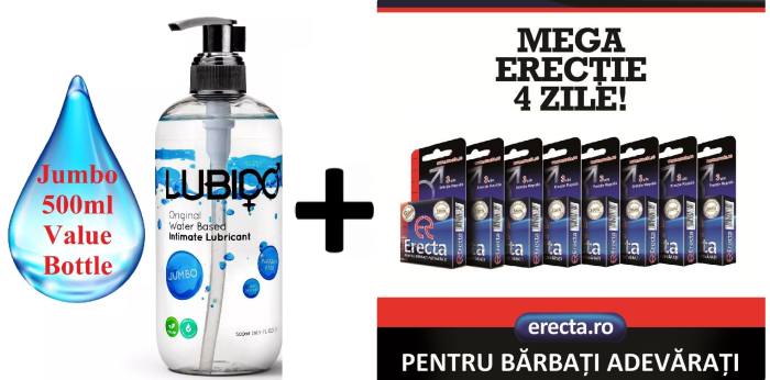 Pachet Lubrifiant Lubido 500ml + 8 buc. Erecta Super Pastila - afrodisiac pentru Erectie Rapida