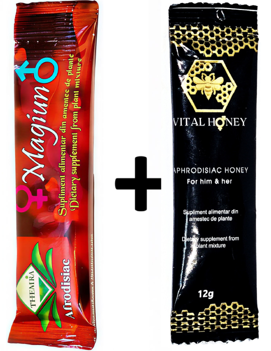 Pachet 1 Plic Magiun Potenta Themra + 1 Miere Afrodisiaca Vital Honey – Plic 12g – Suplimente Energie Rapida si Potenta Naturala