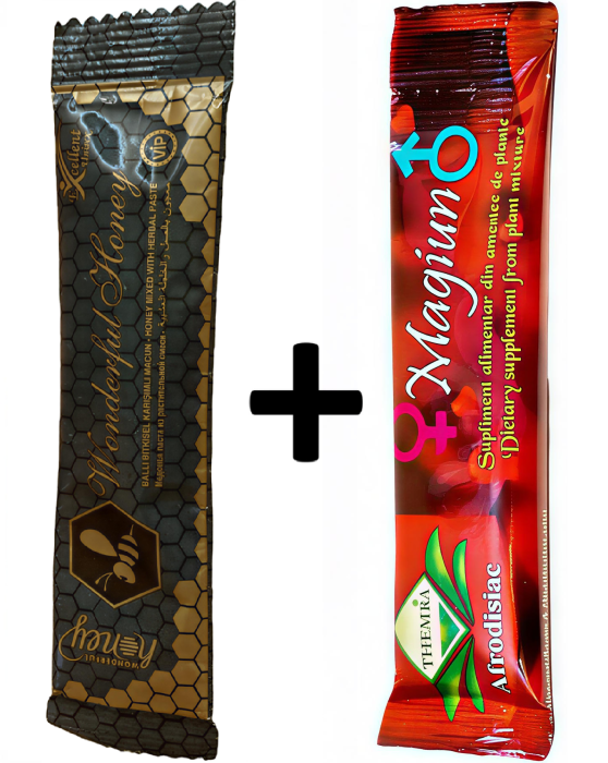 Pachet 1 Plic Magiun Potenta Themra + 1 Miere Afrodisiaca Wonderful Honey – Plic 12g – Suplimente Energie Rapida si Potenta Naturala - vedere frontala